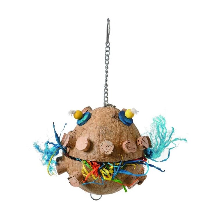 Jolly Jungle GP PUFFER FISH COCONUT SHELL PARROT BIRD TOY  A781