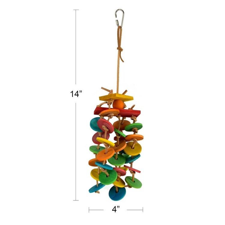 Jolly Jungle SPINNING FALLS WOOD & LEATHER PARROT TOY – LARGE