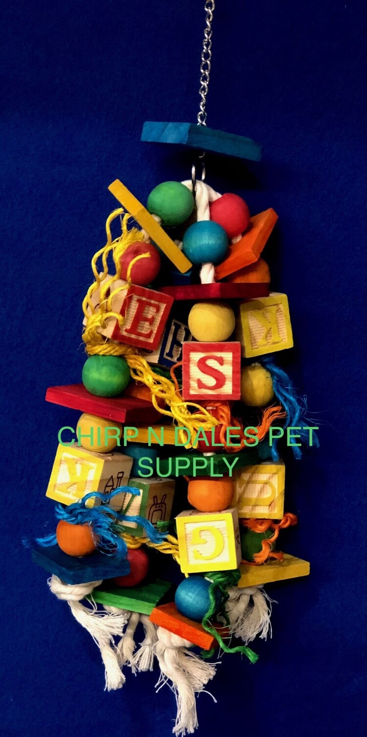 Jolly Jungle GP PARROT BIRD TOY WITH ABC WOOD BLOCKS