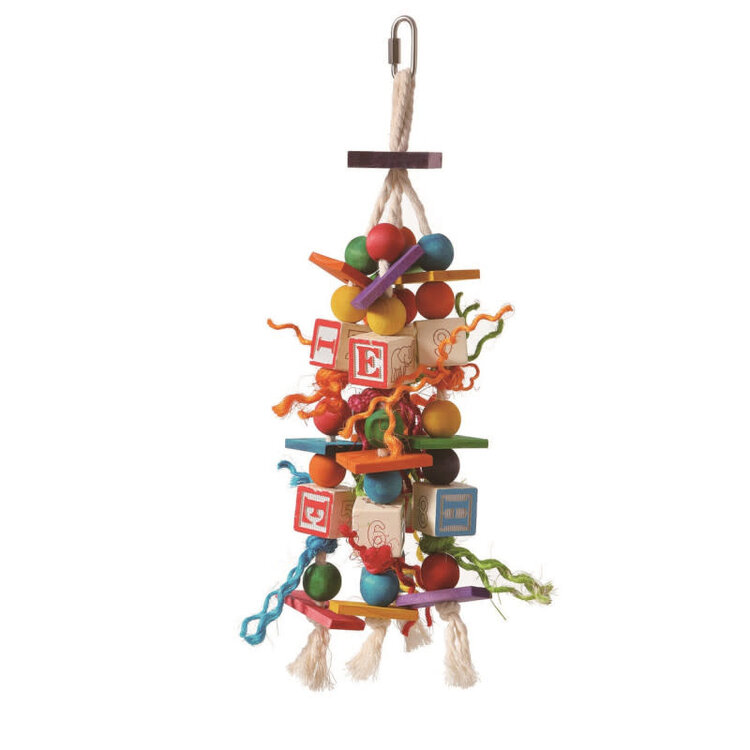 Jolly Jungle GP PARROT BIRD TOY WITH ABC WOOD BLOCKS
