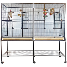 A&E A&E  Double Flight Cage with Divider Platinum 64"x21"