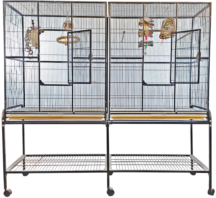 A&E A&E  Double Flight Cage with Divider Platinum 64"x21"