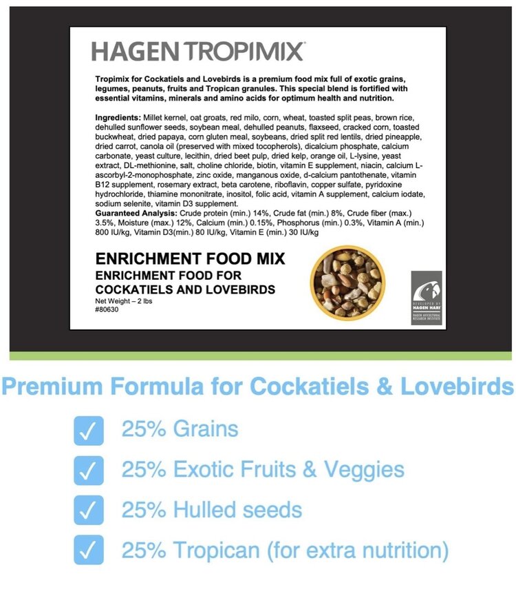 Tropimix Hagen Tropimix For Cockatiels & Lovebirds (8lb)  80633