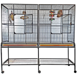 A&E A&E Double Flight Cage with a Divider Black (64"x21")