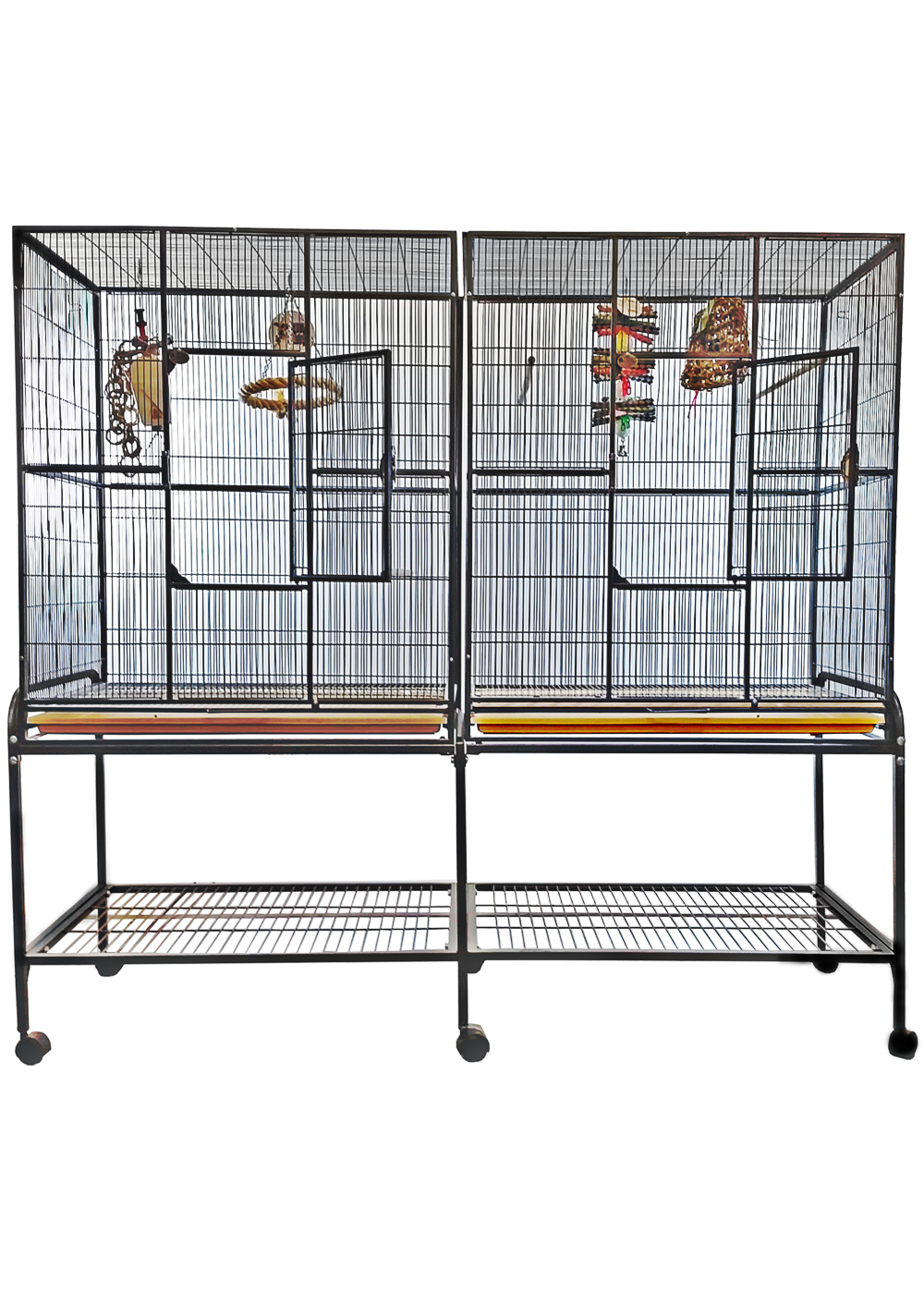 A&E A&E Double Flight Cage with a Divider Black (64"x21")