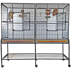 A&E A&E Double Flight Cage with a Divider Black (64"x21")