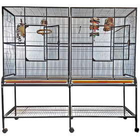 A&E A&E Double Flight Cage with a Divider Black (64"x21")
