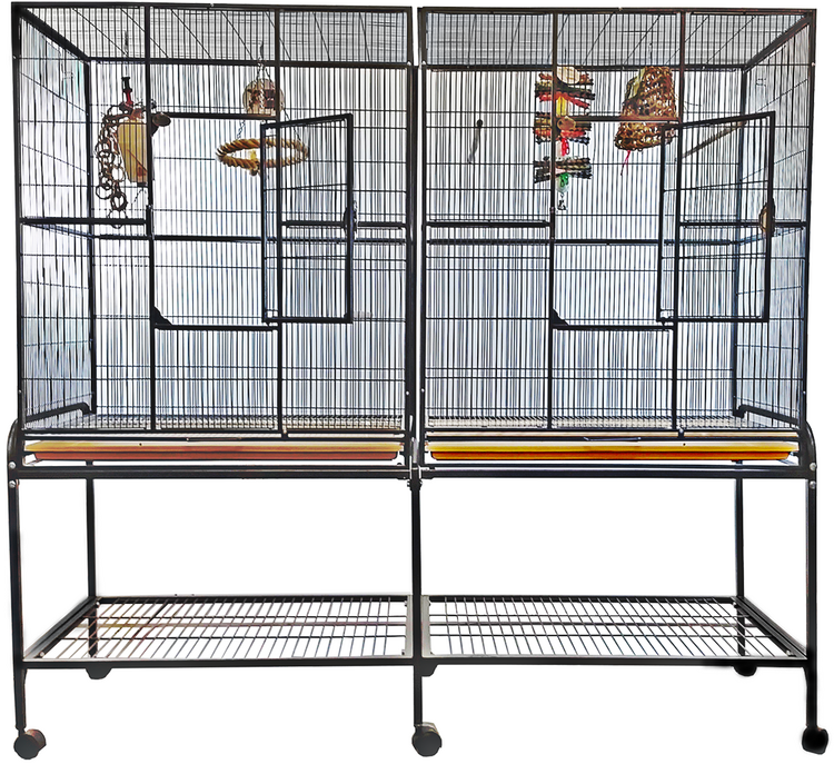 A&E A&E Double Flight Cage with a Divider Black (64"x21")