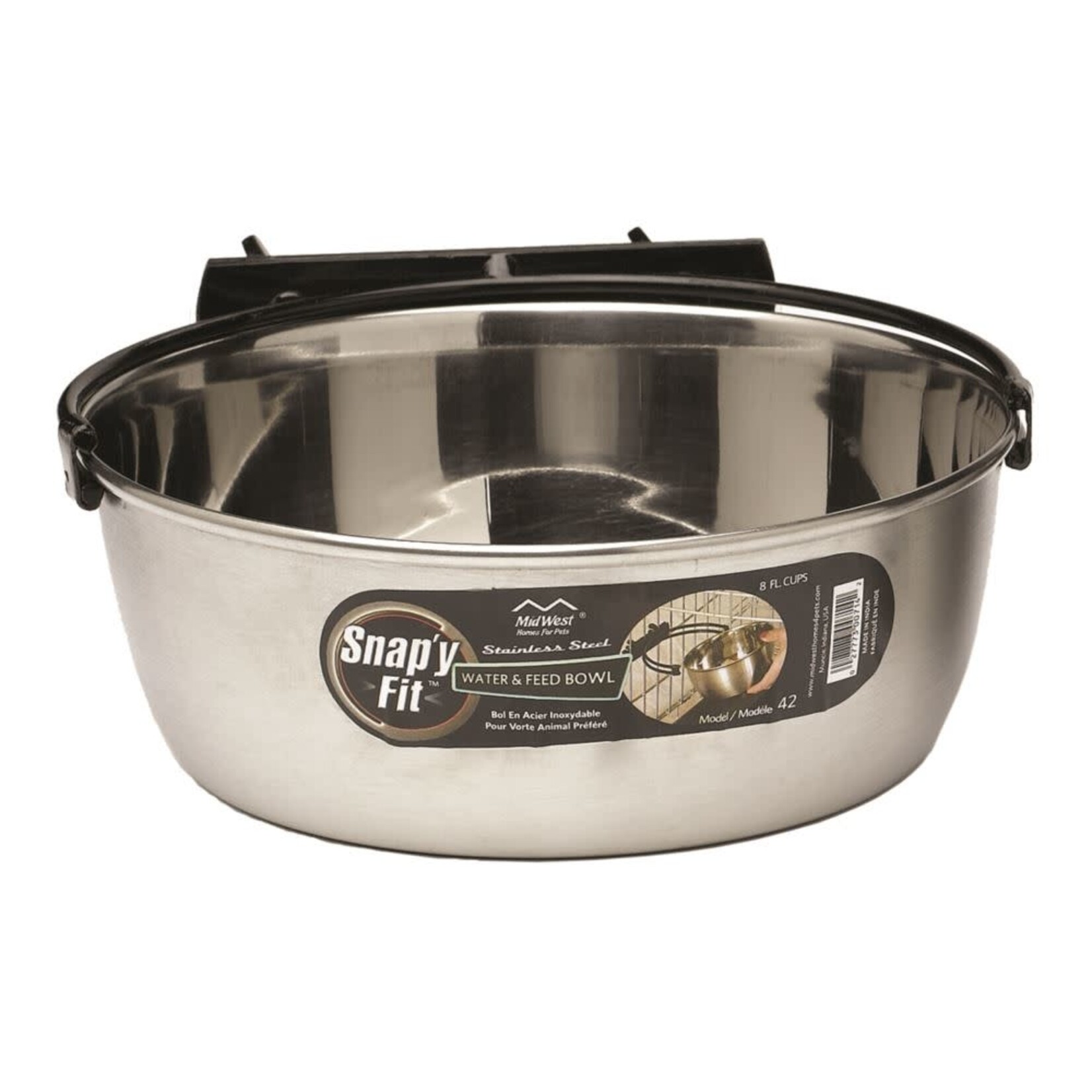 MidWest Homes for Pets MidWest Snap'y Fit S/S Water & Food Bowl  (8 fl cups)