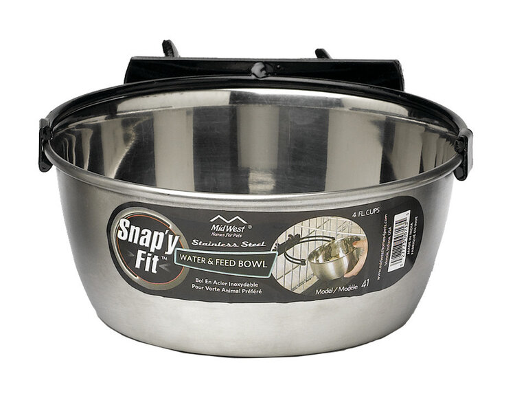 MidWest Homes for Pets MidWest Snap'y Fit S/S Water & Food Bowl  (4  fl cups))