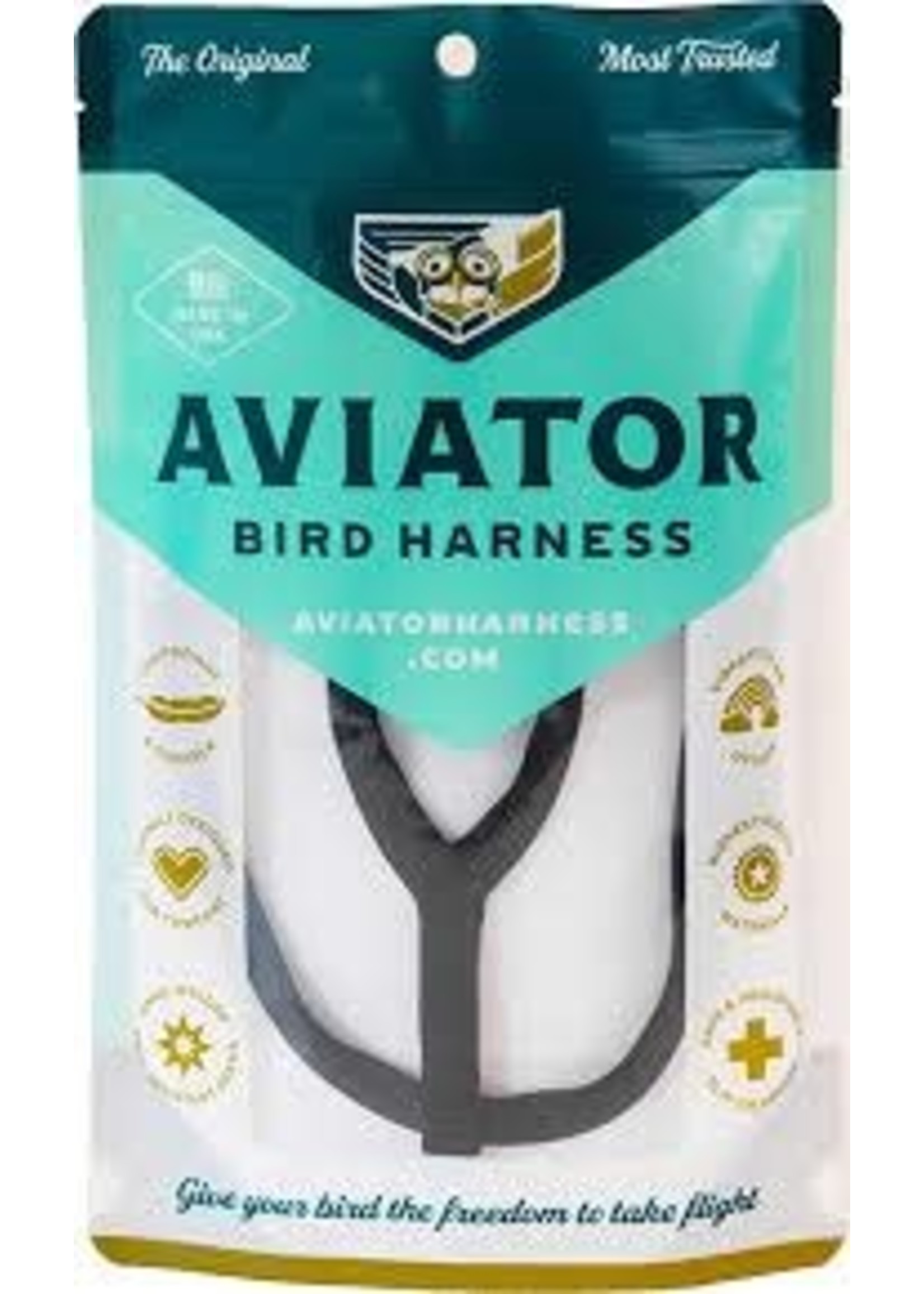 Parrot University The Aviator Harness and Leash Medium Silver