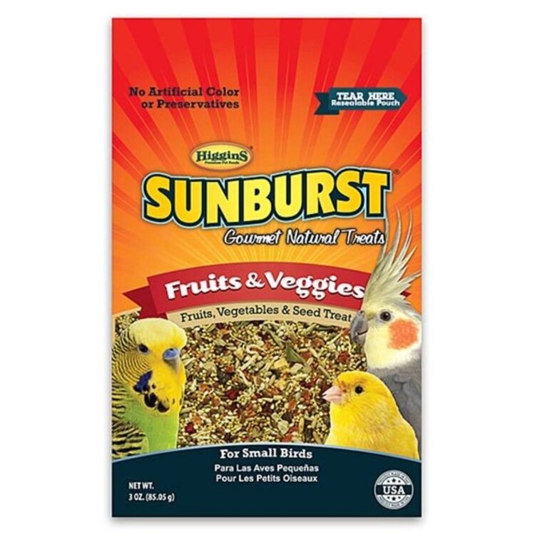 HIGGINS PREMIUM Higgins Sunburst Fruit+Veggie 3oz  (small birds)