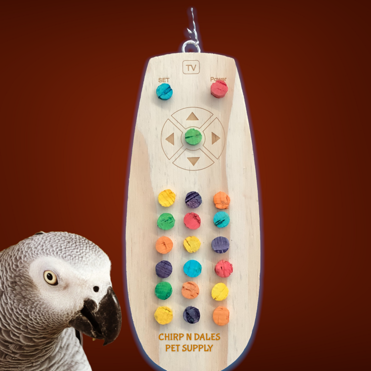 Jolly Jungle WOODEN TV REMOTE CONTROL PARROT CHEW TOY
