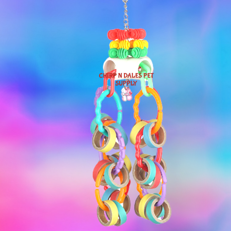 Kings Cages Kings Cages Round Cardboard bagels with colorful plastic rings and pipe