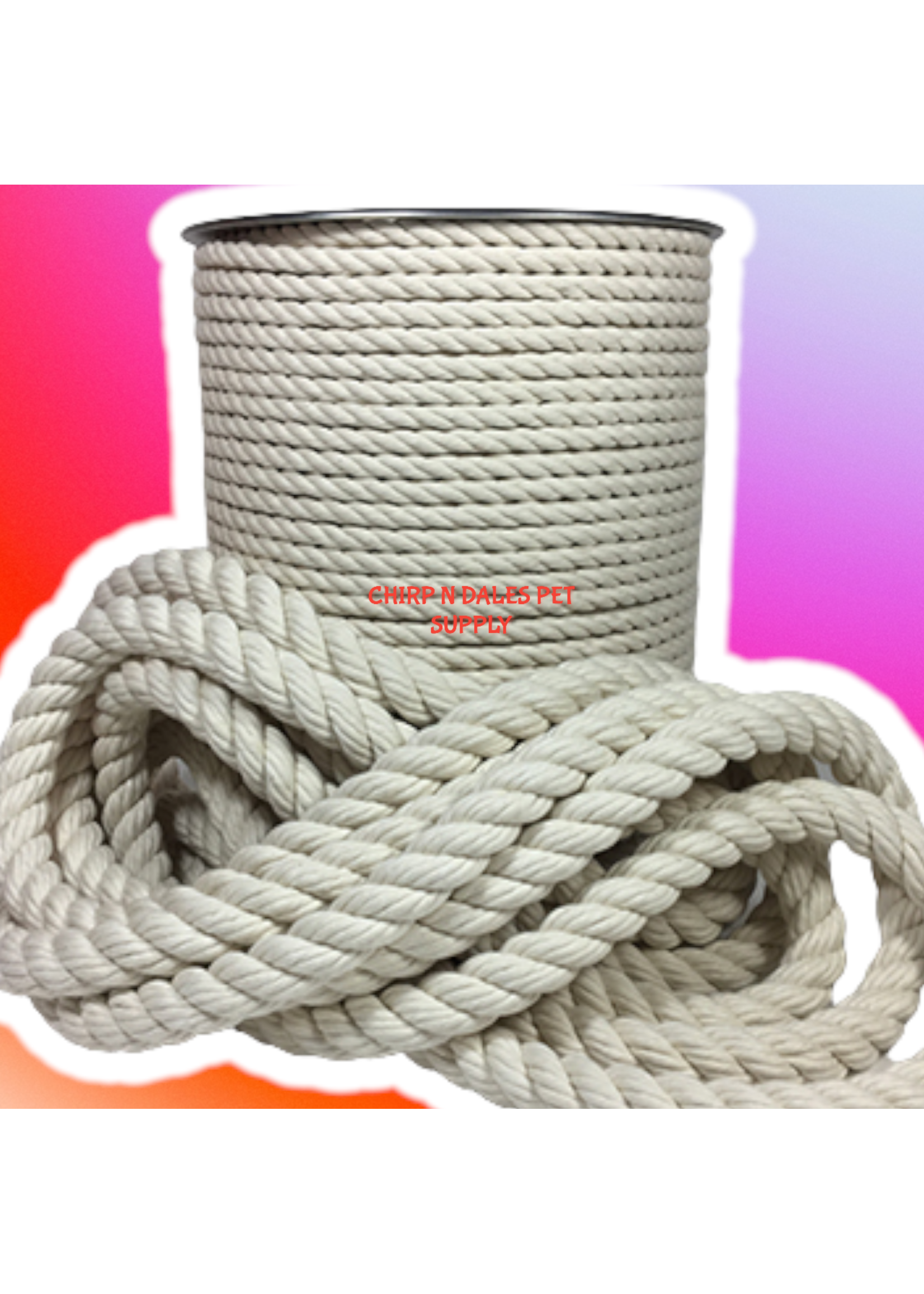 Chirp N Dales 100% Cotton 3 Strand Rope 3/8'' (per foot)