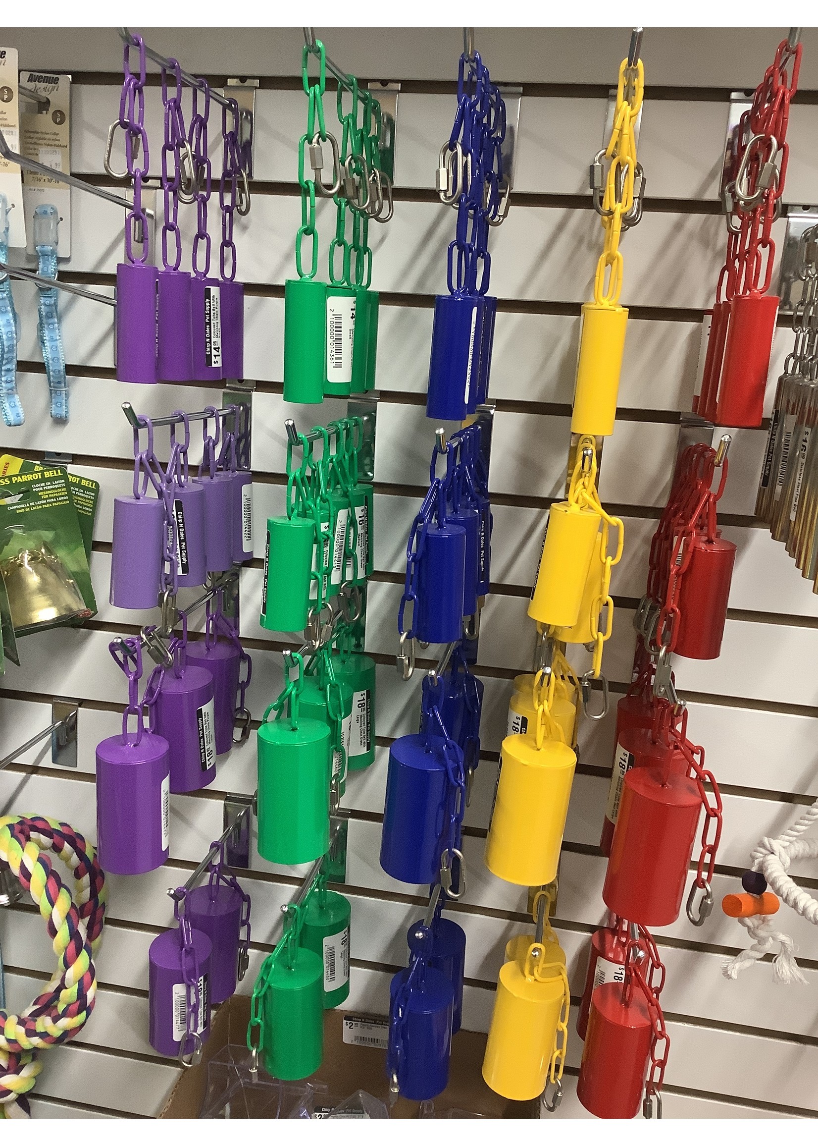 Chirp N Dales Coloured Tube Bell With Matching Chain