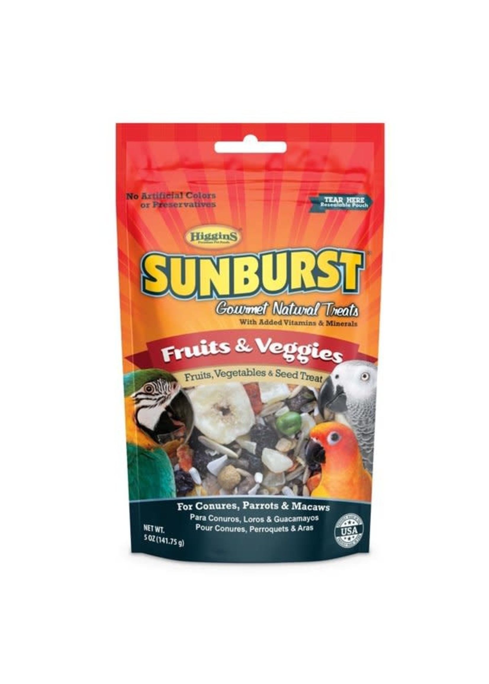 HIGGINS PREMIUM Higgins Sunburst Fruits& Veggies for Conures Parrots & Macaws (5oz)