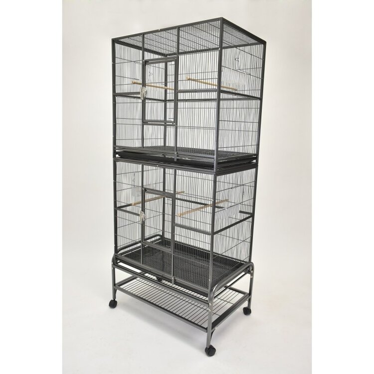 Glitter Pets GP Double Stacked Bird Cage (FL03)13221-2 BLACK