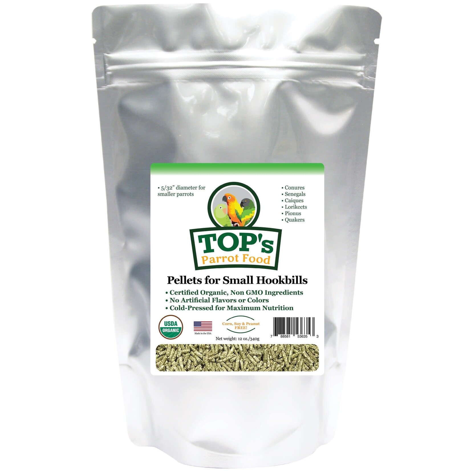 Totally Organics TOPS TOP's Small Parrot Pellets