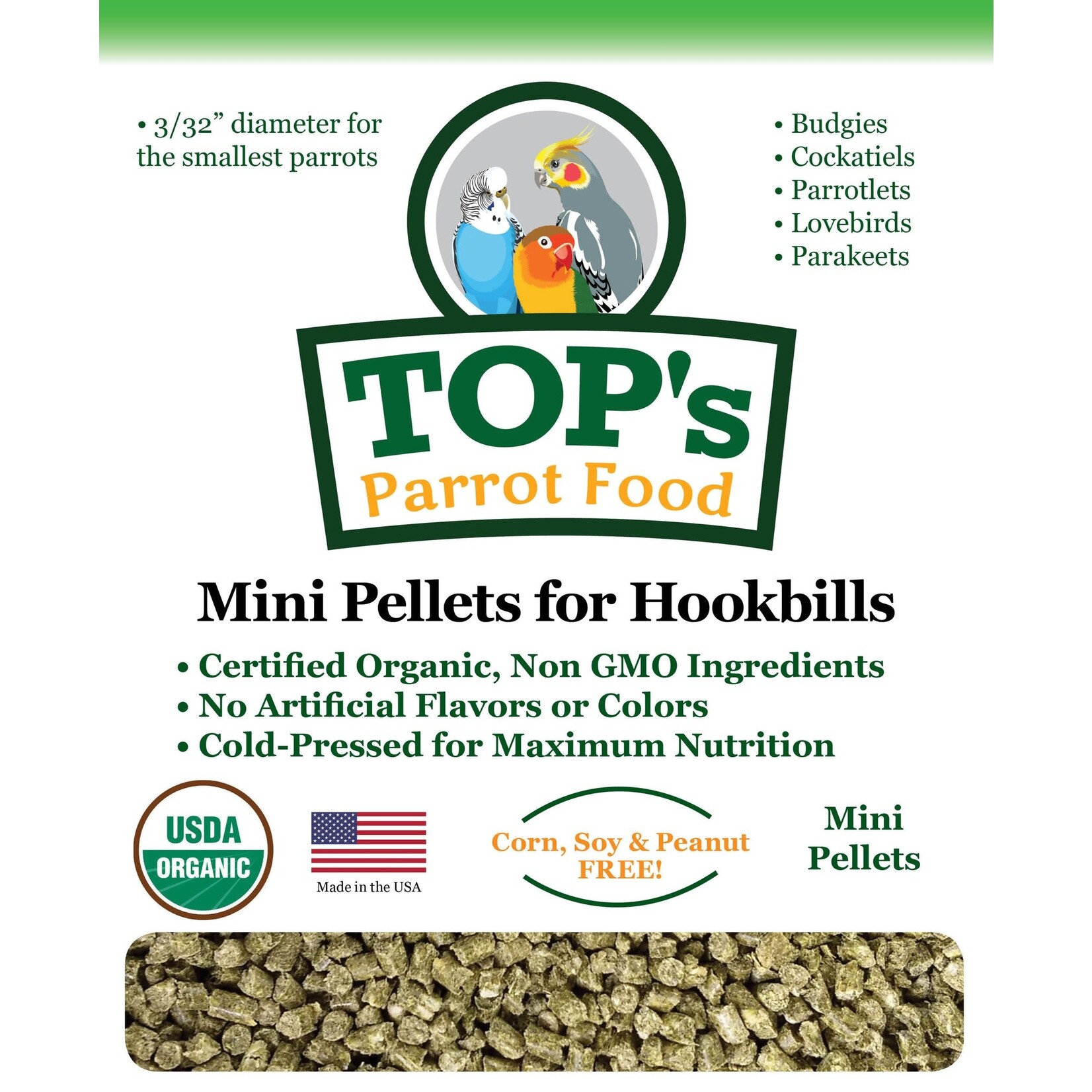 Totally Organics TOPS TOP's Mini Pellets for Hookbills