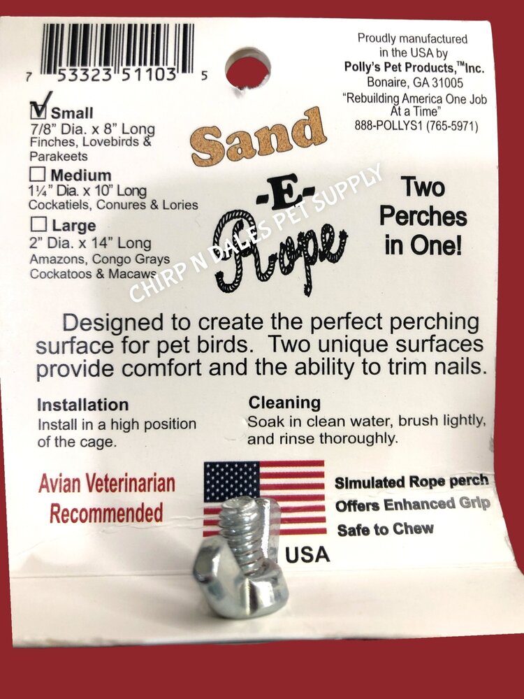 Polly's  Pet Products Polly Sand -E- Rope Perch Small