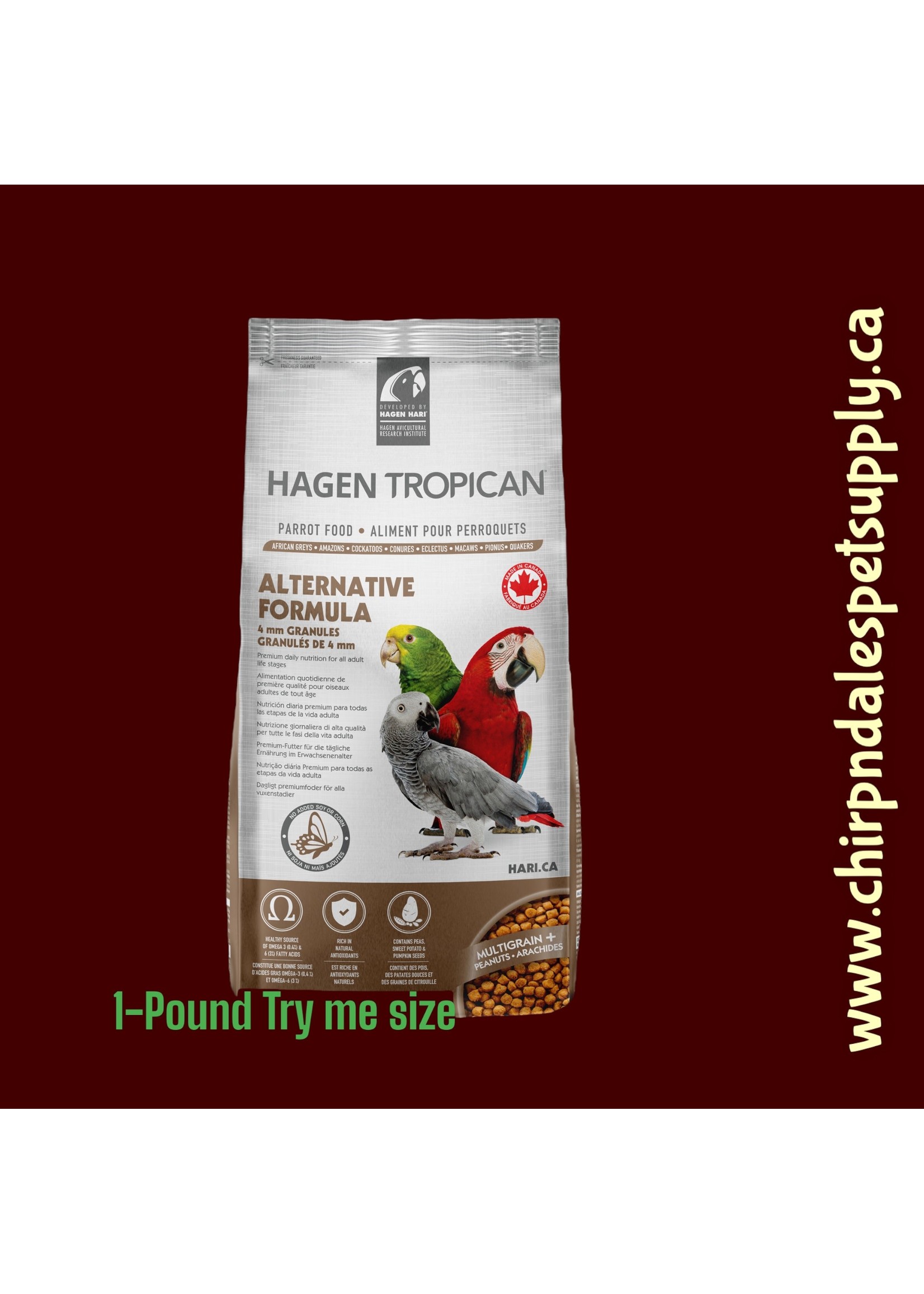 Hagen Tropican Alternative Formula for Parrots - 1 Lb Try Me Size (553)