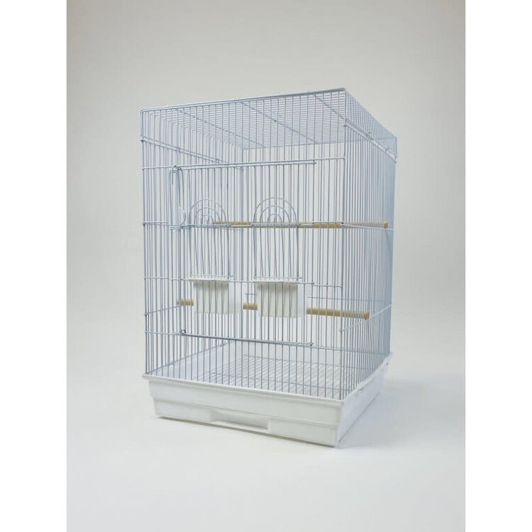 Glitter Pets Glitter Pet Square Cage C/W Extra Sitting Platform 17"x 17" White