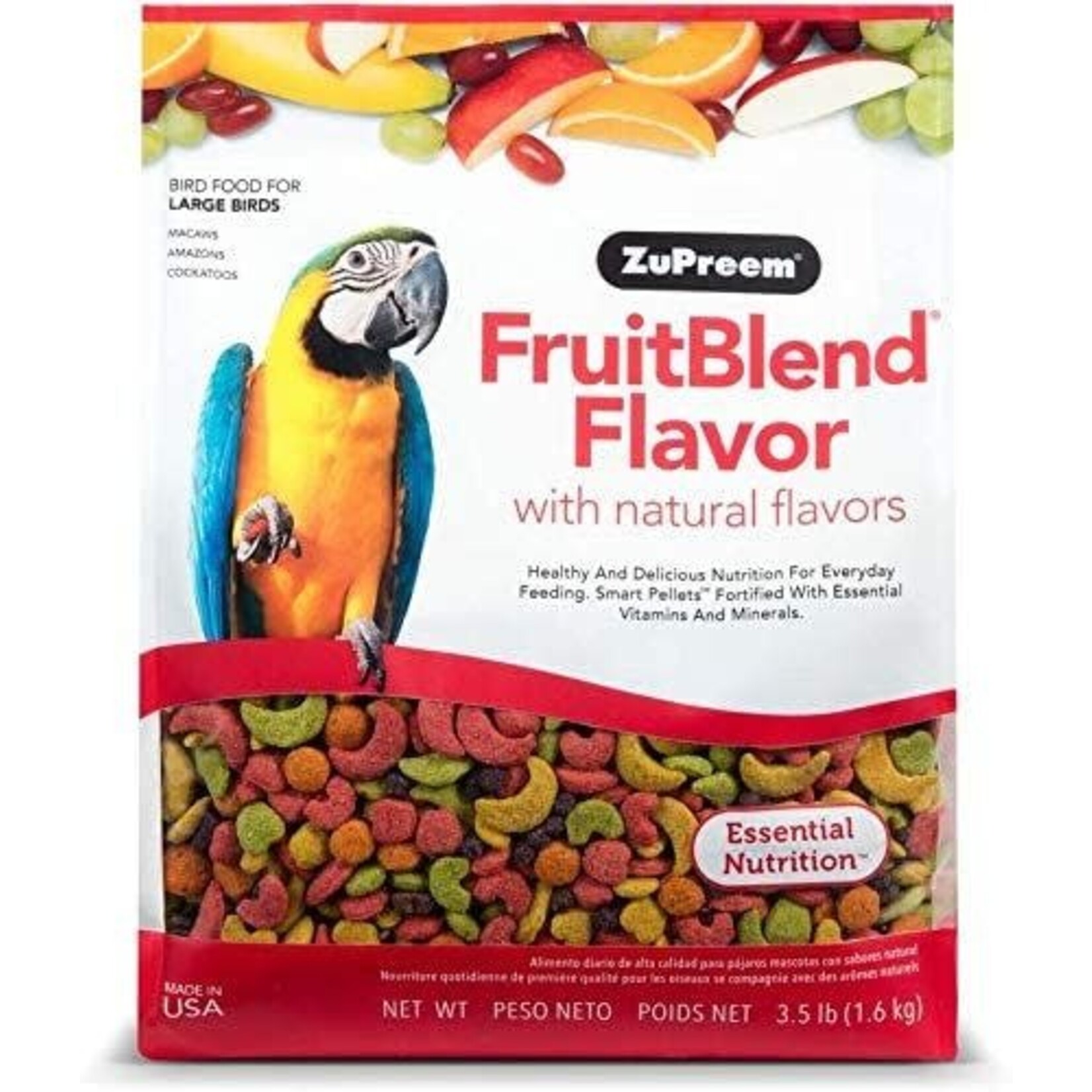 Zupreem ZuPreem "Fruitblend" Food For Macaws, Parrots, Cockatoos & Other Large Birds 3.5lbs 84030