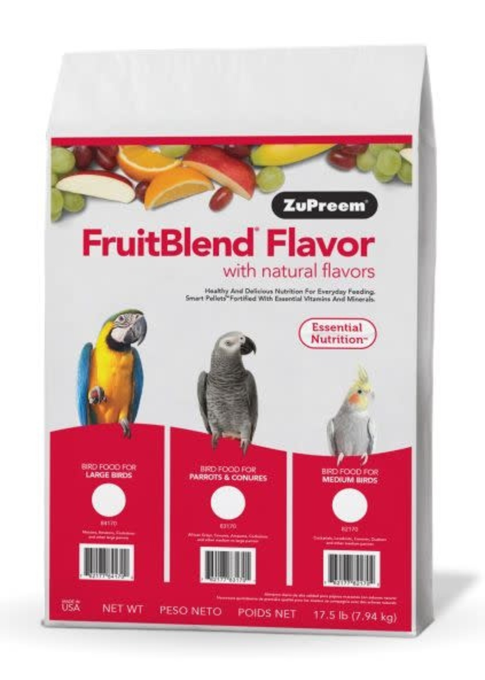 Zupreem ZuPreem "Fruitblend" Food For Macaws, Parrots, Cockatoos & Other Large Birds 17.5lbs 84170