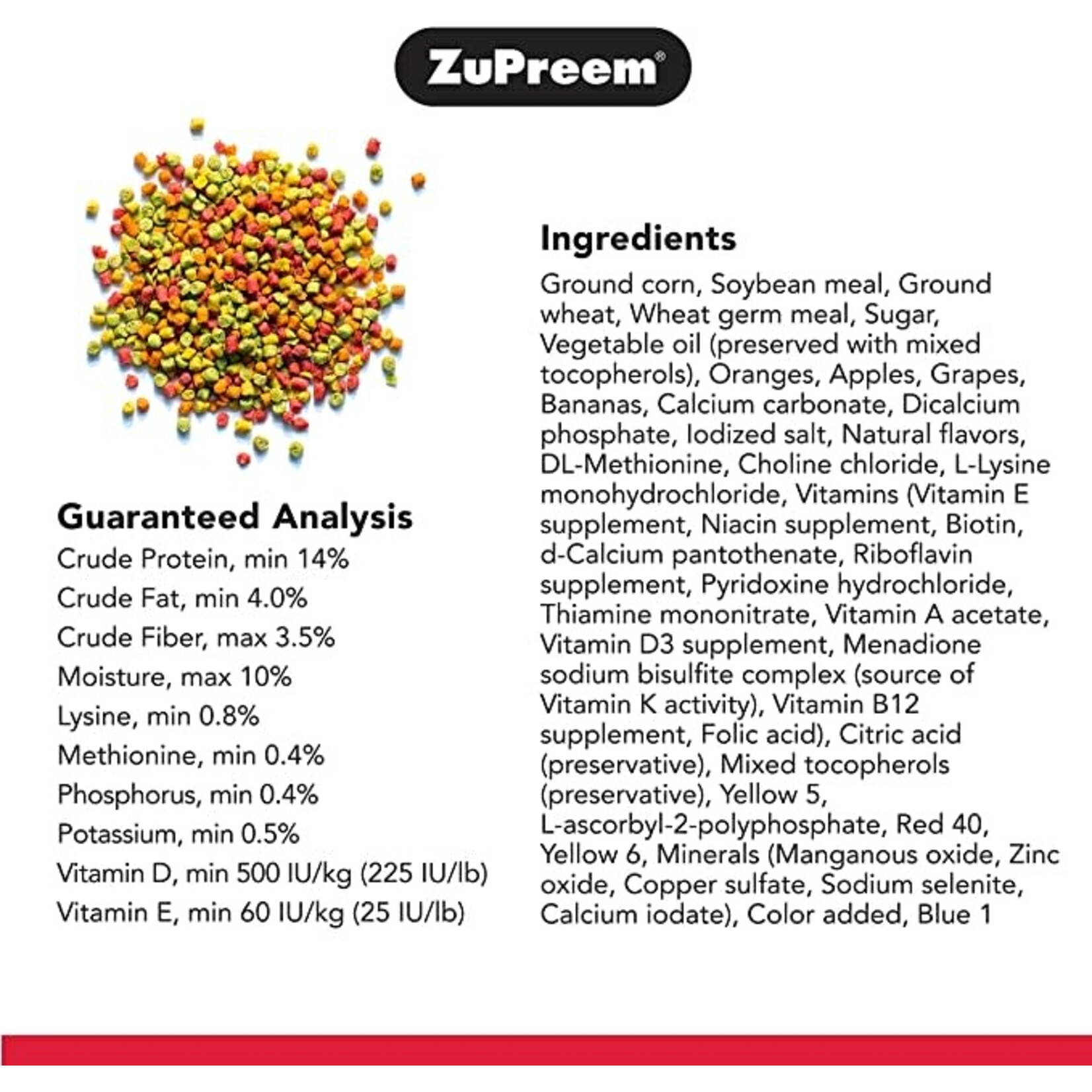 Zupreem ZuPreem "Fruitblend" Food For Parakeet, Budgies, Parrotlet & Small Birds 10lbs 81100