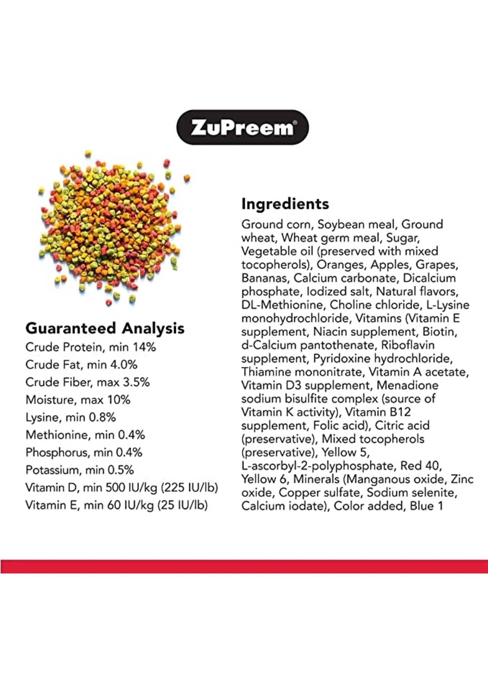 Zupreem ZuPreem "Fruitblend" Food For Parakeet, Budgies, Parrotlet & Small Birds 10lbs 81100