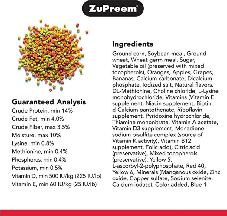 Zupreem ZuPreem "Fruitblend" Food For Parakeet, Budgies, Parrotlet & Small Birds 10lbs 81100