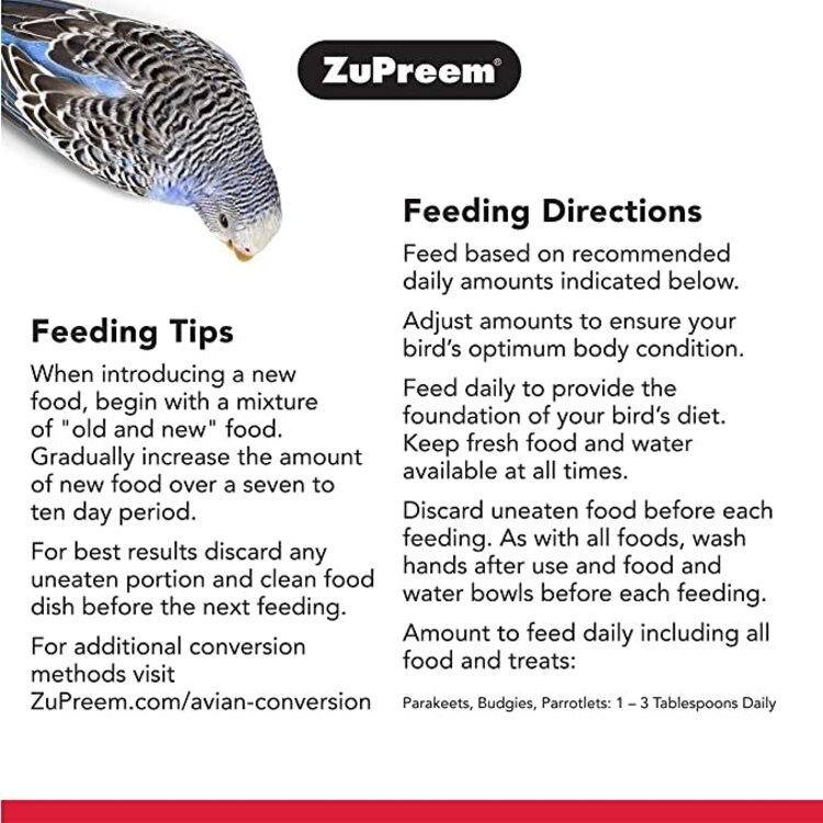 Zupreem ZuPreem "Fruitblend" Food For Parakeet, Budgies, Parrotlet & Small Birds 10lbs 81100