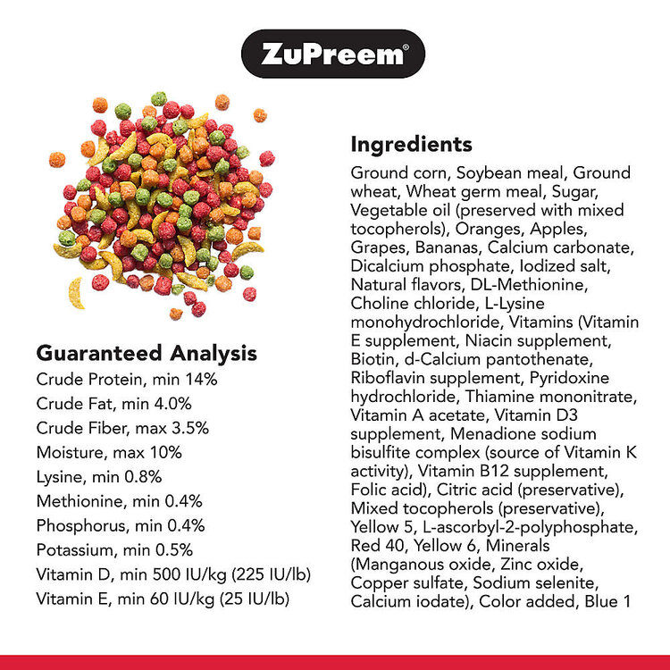 Zupreem ZuPreem "Fruitblend" Food For Cockatiel, Lovebirds & Medium Birds 0.87lbs 82000