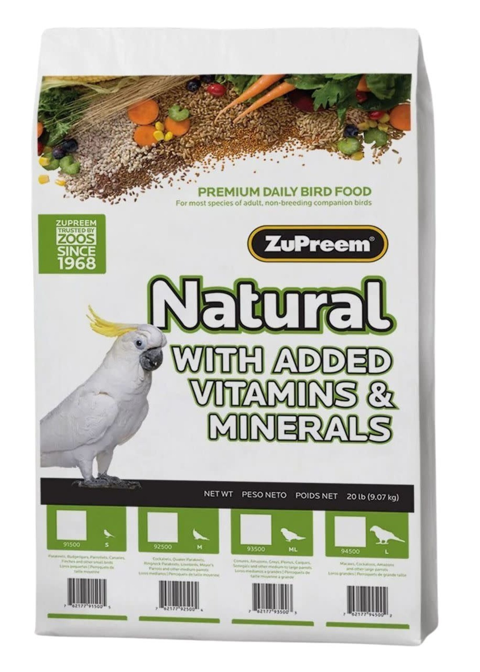 Zupreem ZuPreem "Natural" Food For Cockatiel, Lovebirds & Medium Birds 20lbs 92500