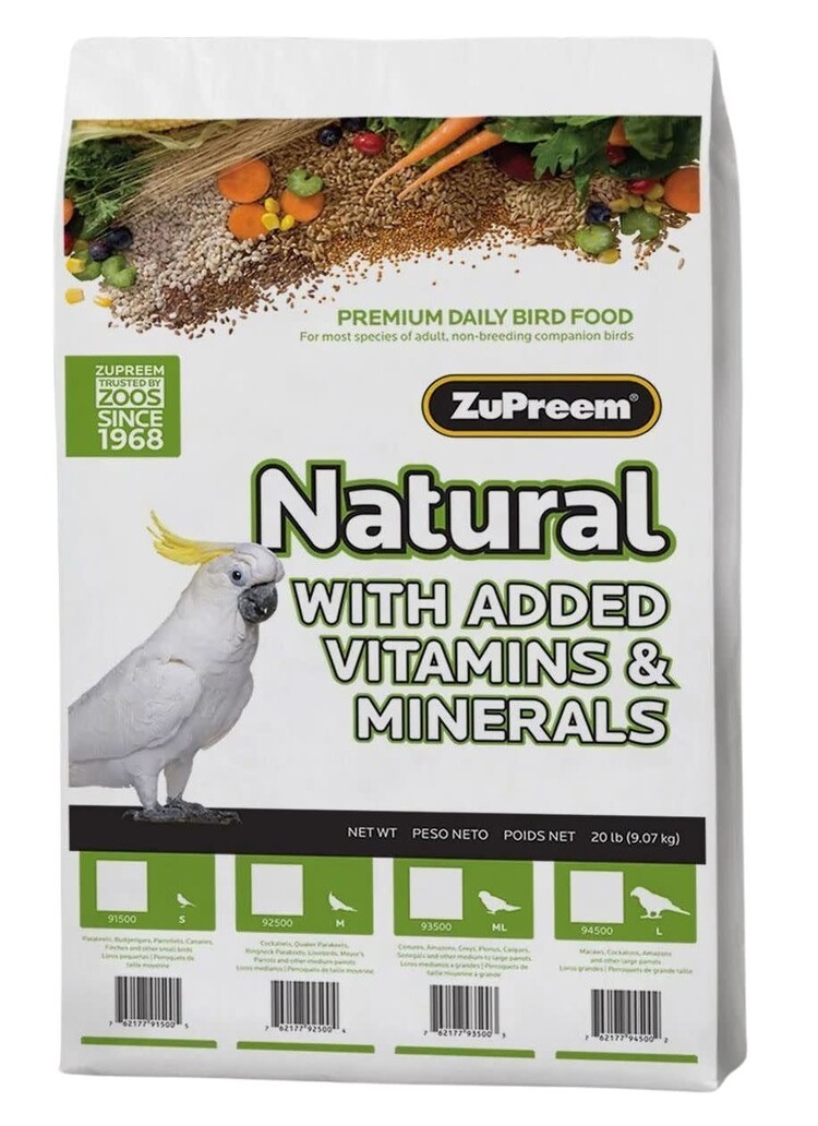 Zupreem ZuPreem "Natural" Food For Cockatiel, Lovebirds & Medium Birds 20lbs 92500