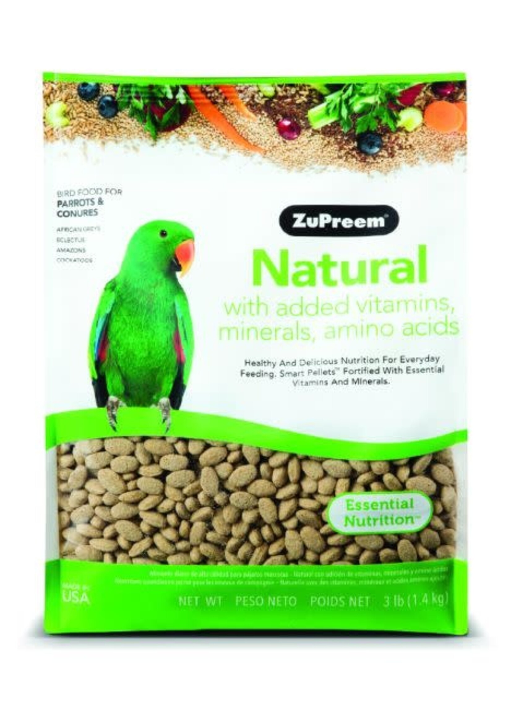 Zupreem ZuPreem "Natural" Food For Conure, Small Cockatoos & Other Medium To Large Parrot 3lbs 93200