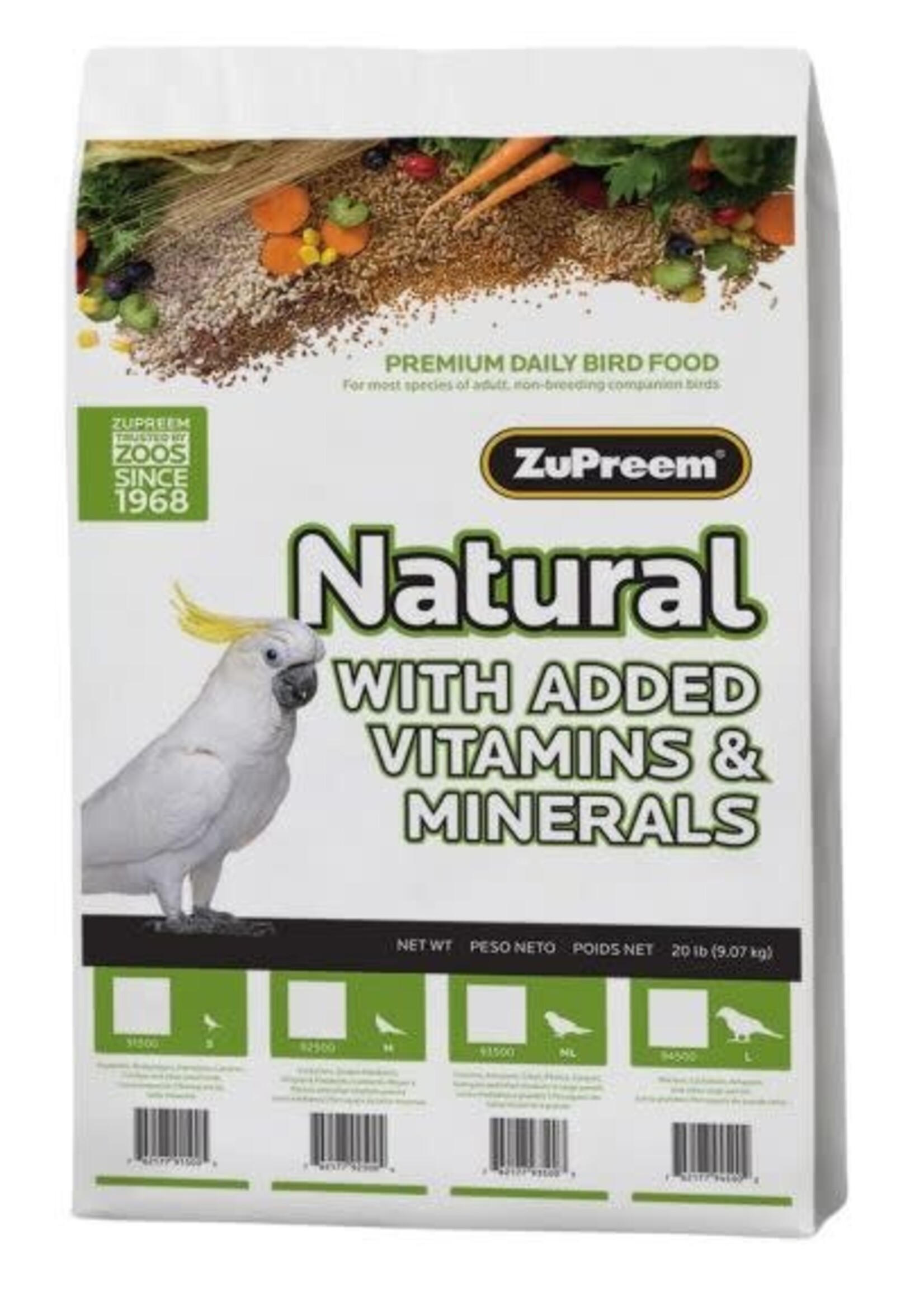 Zupreem ZuPreem "Natural" Food For Conure, Small Cockatoos & Other Medium To Large Parrot 20lbs 93500