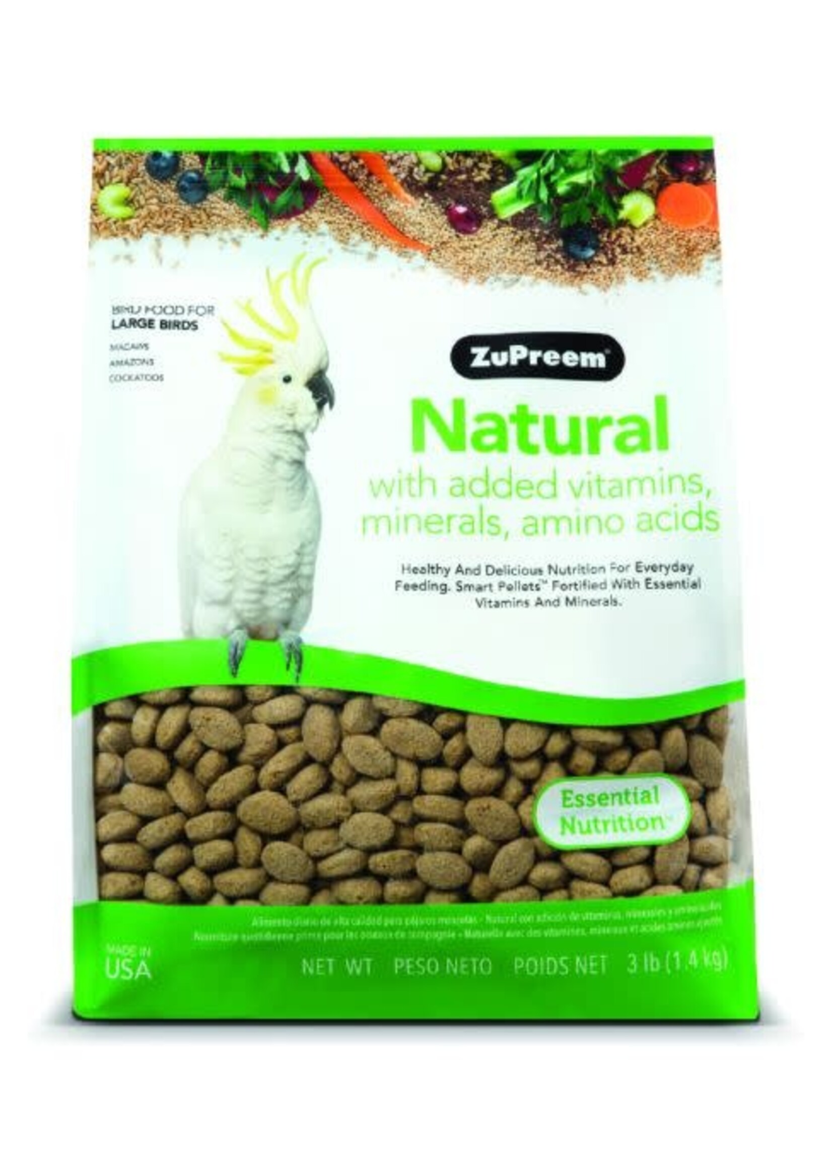 Zupreem ZuPreem "Natural" Food For Macaws, Parrots, Cockatoos & Other Large Birds 3lbs 94200