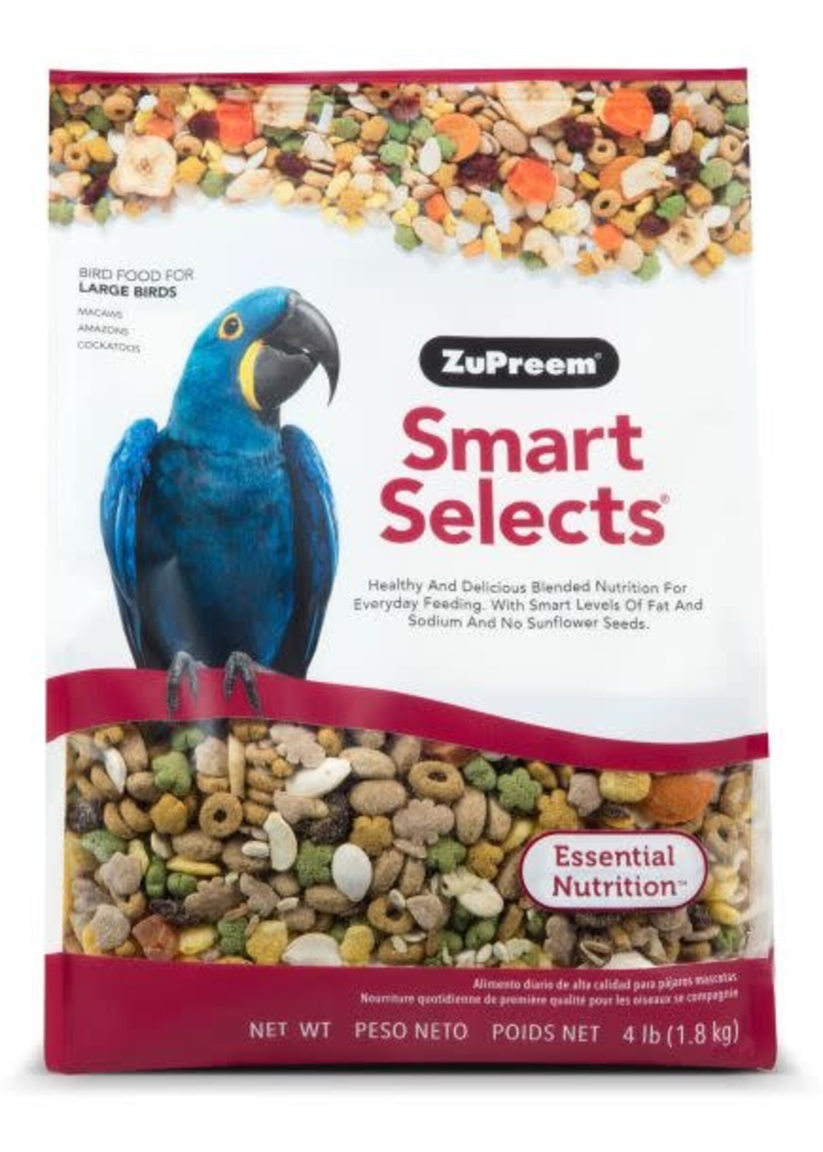 Zupreem ZuPreem "Smart Selects" Food For Macaws, Parrots, Cockatoos & Other Large Birds 4lbs 34040