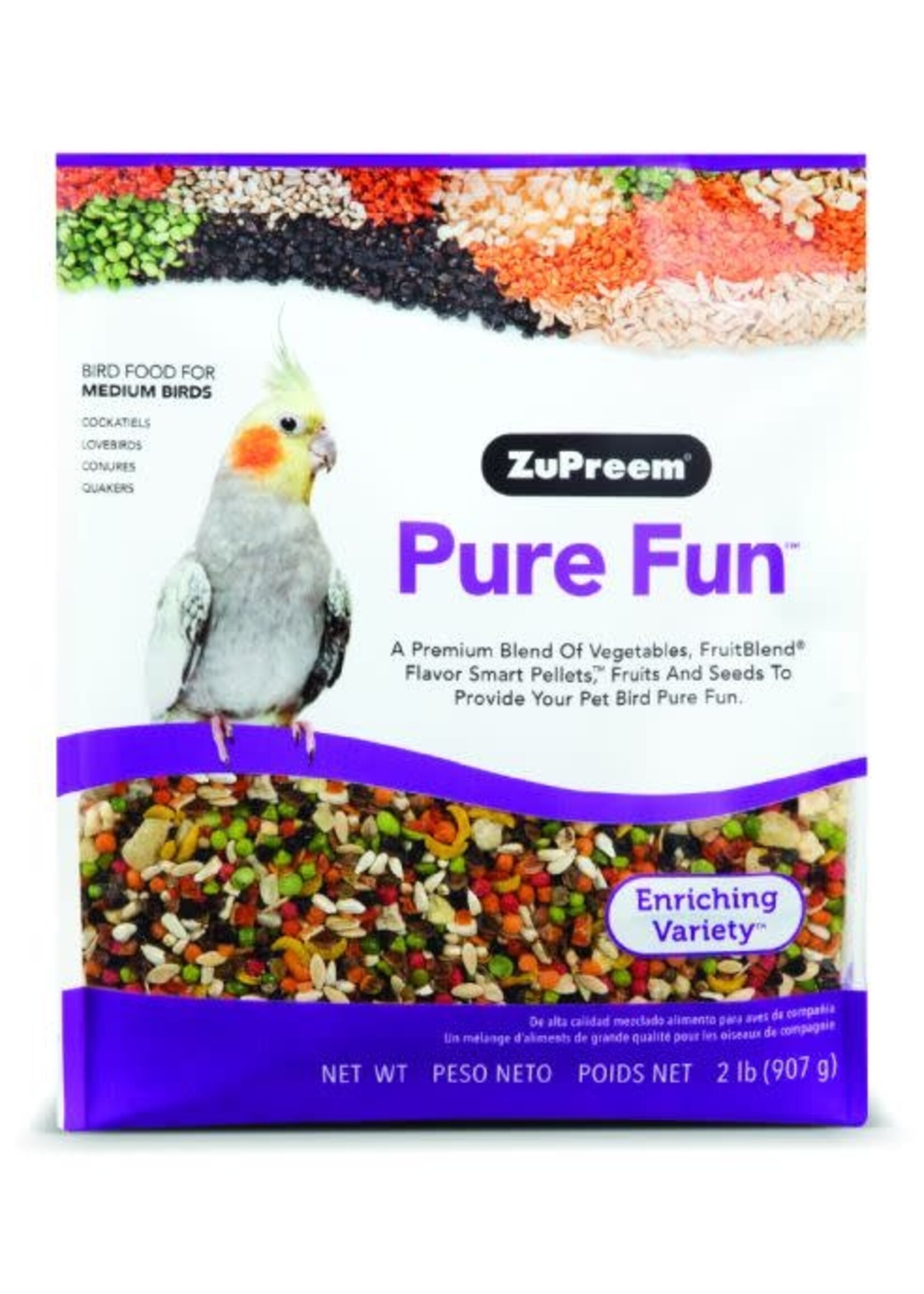Zupreem ZuPreem "Pure Fun" Food For Cockatiel, Lovebirds & Medium Birds 2lbs 36020
