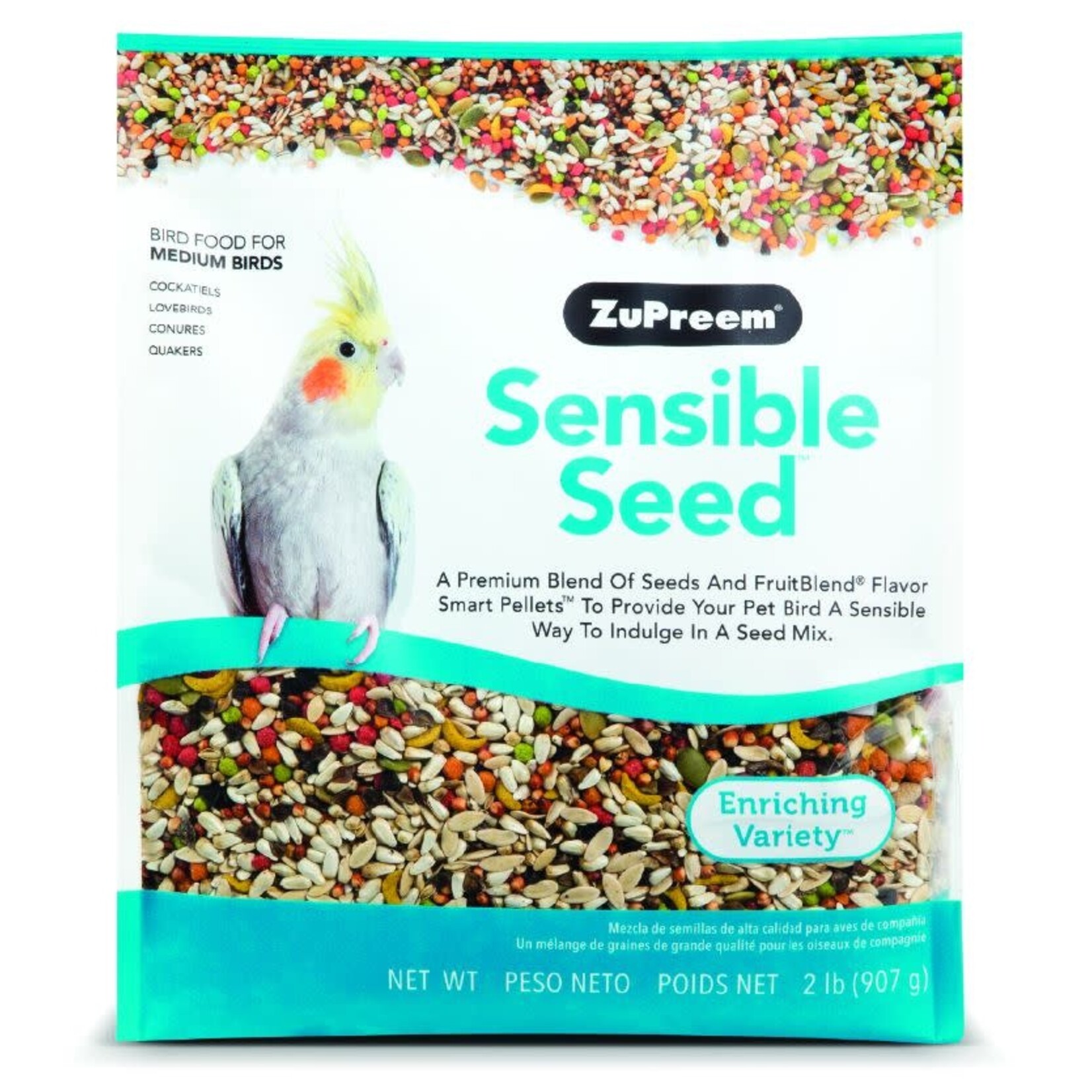 Zupreem ZuPreem "Sensible Seed" Food For Cockatiel, Lovebirds & Medium Birds 2lbs 46020