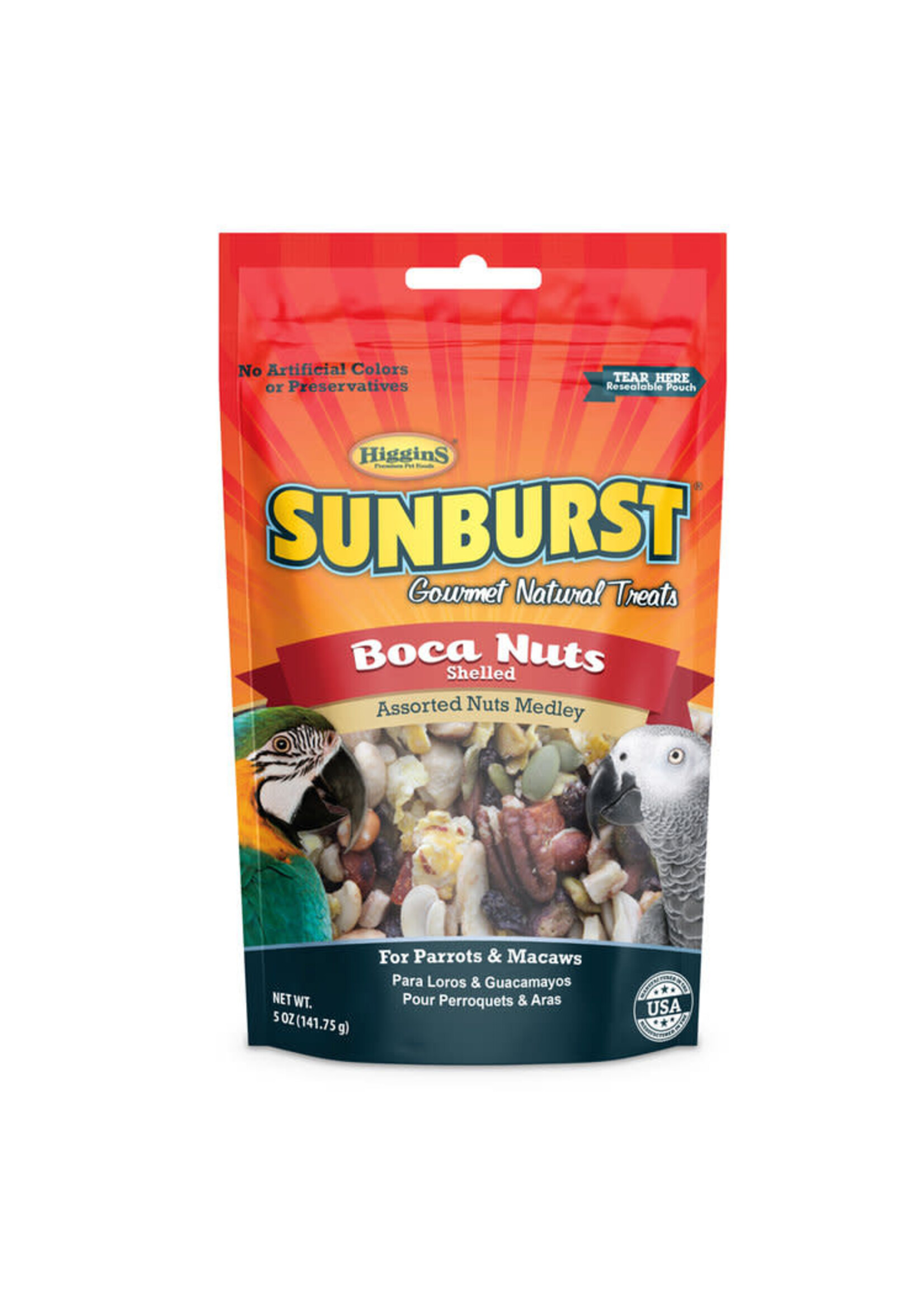 HIGGINS PREMIUM SunBurst Boca Nuts 5oz    for Parrots & Macaws