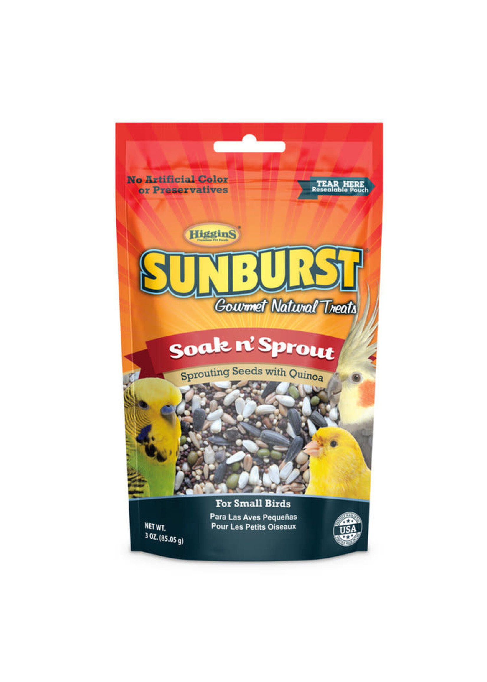 HIGGINS PREMIUM Sunburst  Soak+Sprout 3oz     for Small Birds