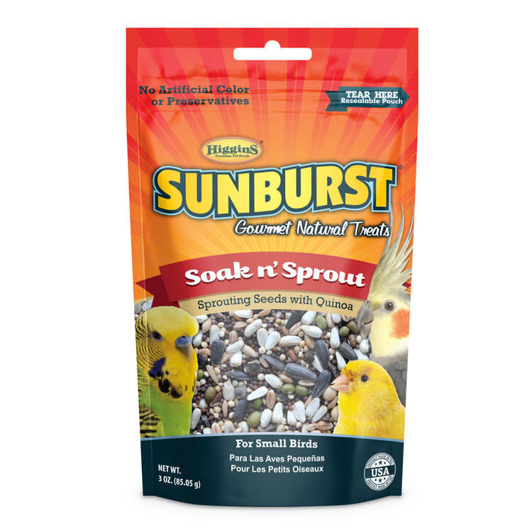 HIGGINS PREMIUM Sunburst  Soak+Sprout 3oz     for Small Birds