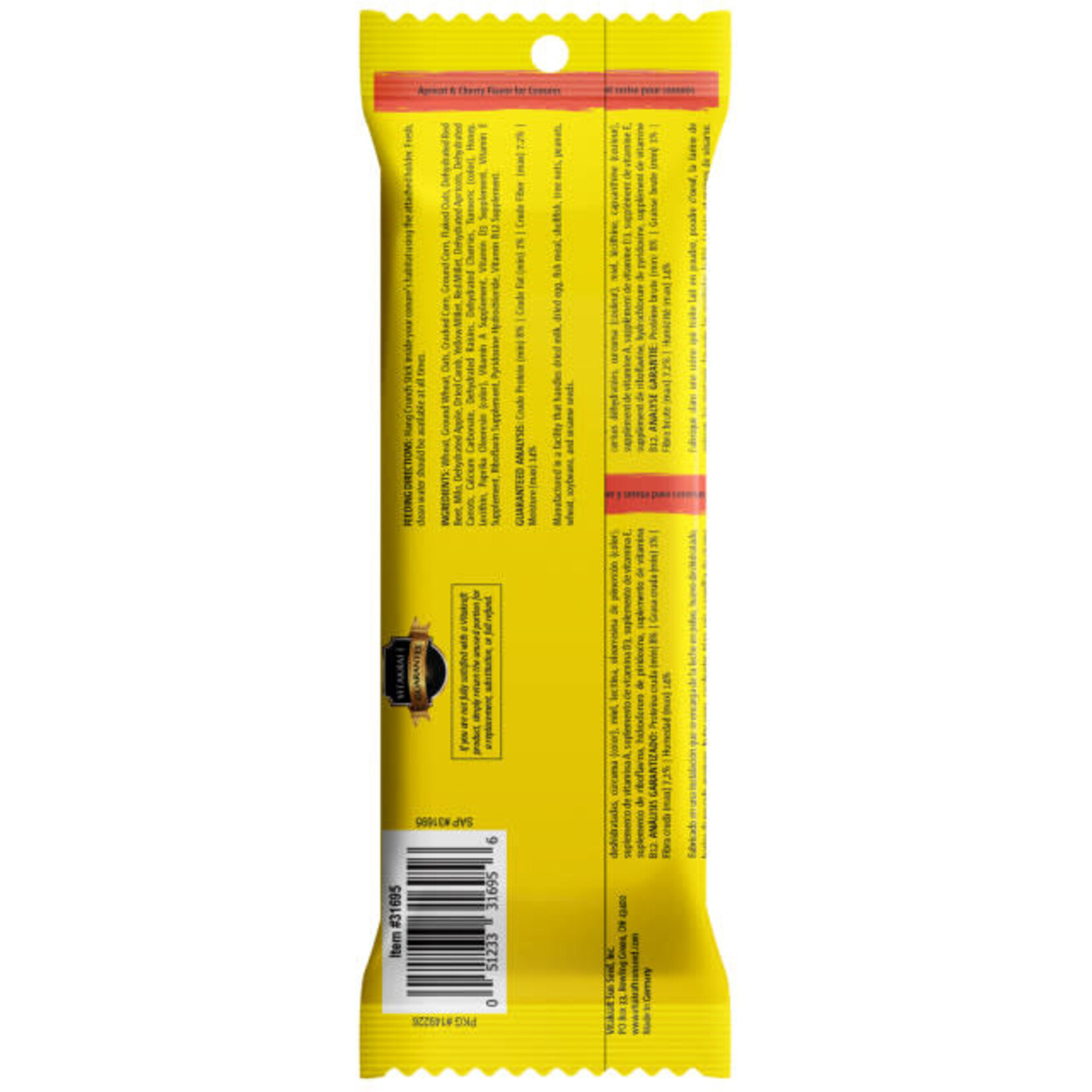 Vitakraft VITAKRAFT® CRUNCH STICKS APRICOT & CHERRY FLAVOR TREAT FOR CONURES 3.5 OZ