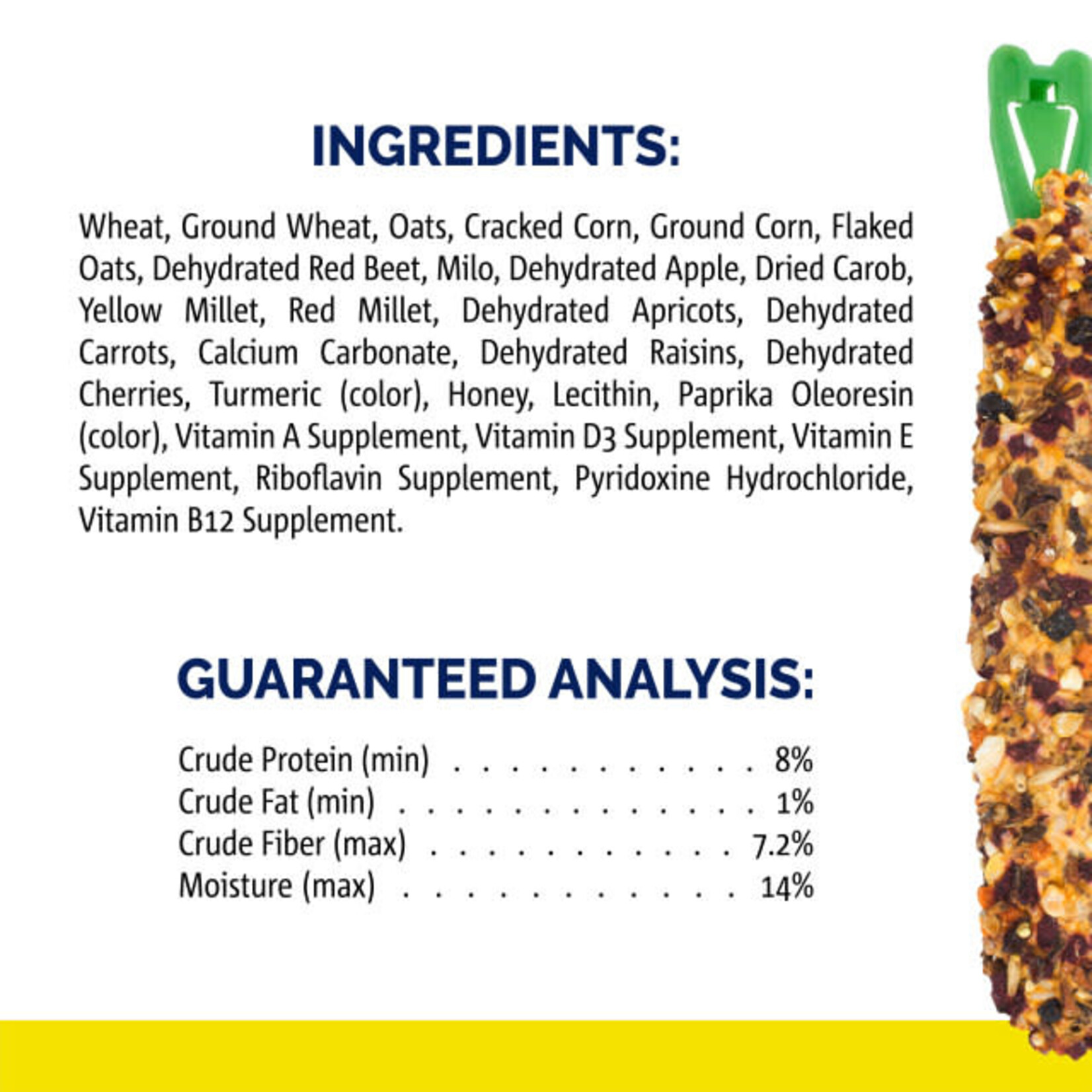 Vitakraft VITAKRAFT® CRUNCH STICKS APRICOT & CHERRY FLAVOR TREAT FOR CONURES 3.5 OZ