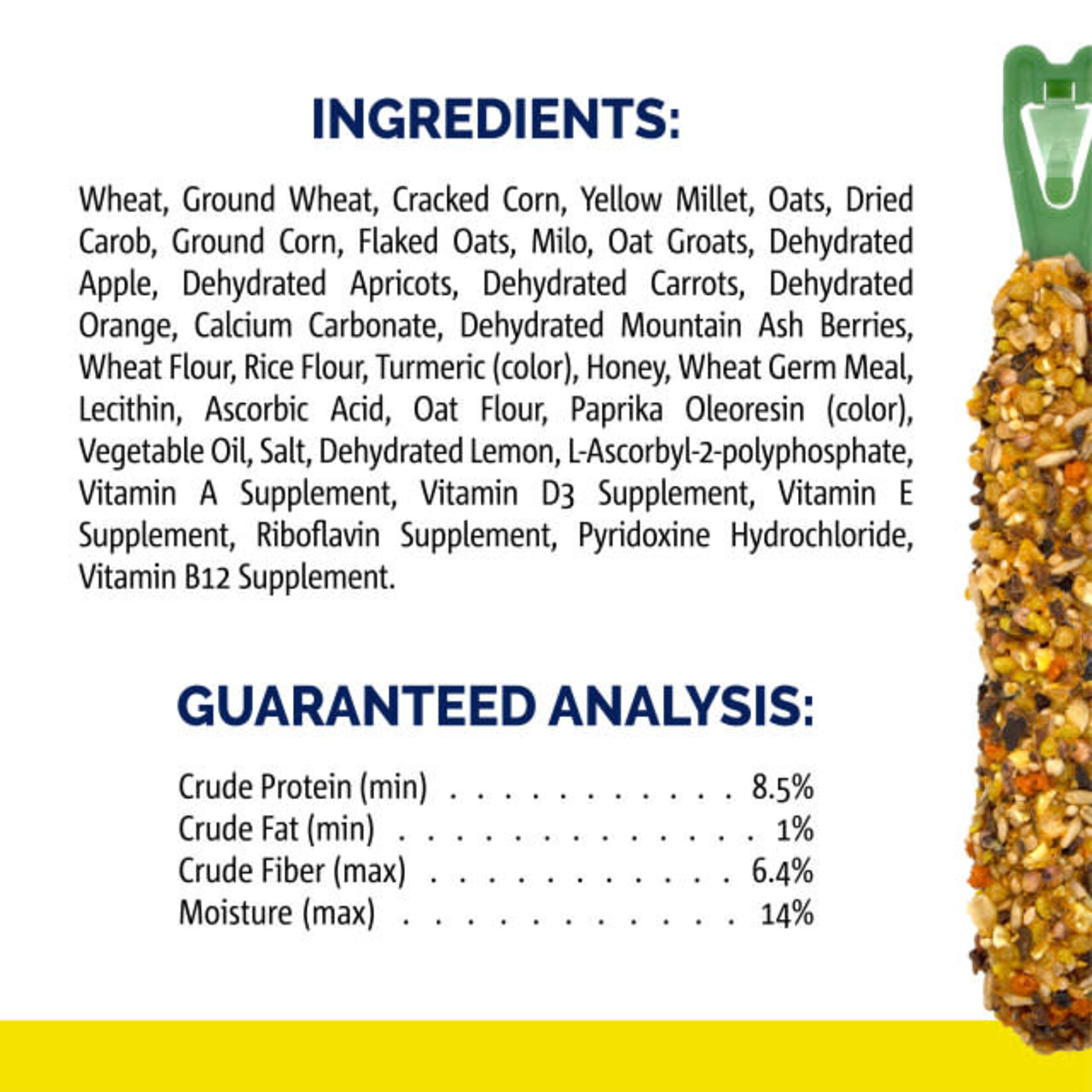 Vitakraft VITAKRAFT® CRUNCH STICKS APPLE & ORANGE FLAVOR TREAT FOR CONURES 3.5 OZ