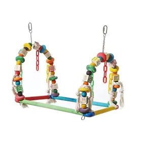 Kings Cages Kings Cages  Double wooden block swing with plastic chain T102