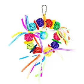 Kings Cages Kings Cages Wreath With Wicker/Rattle Balls And Spiral Cut Straws